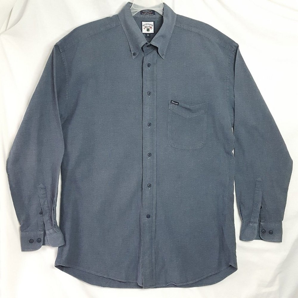 Men's Vintage Faconnable Button Up Broadcloth Shirt Size Xl Gray All Cotton